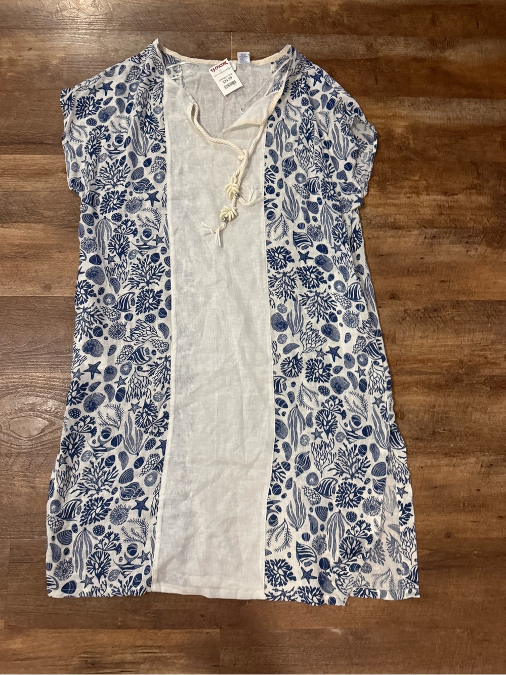 Sigrid Olsen White swimsuit with Navy Sea Life Print